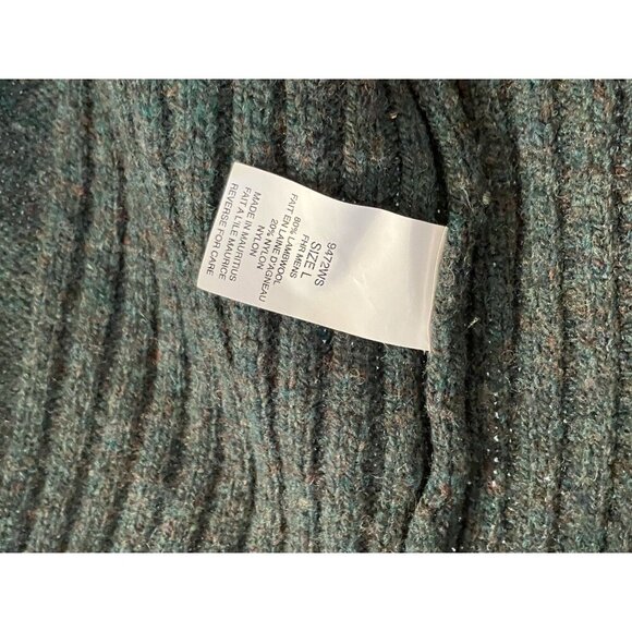 Men’s Woolrich Wool Blend Cardigan Zip Sweater, Size L Loden Green, Gray Stripe - Picture 7 of 10